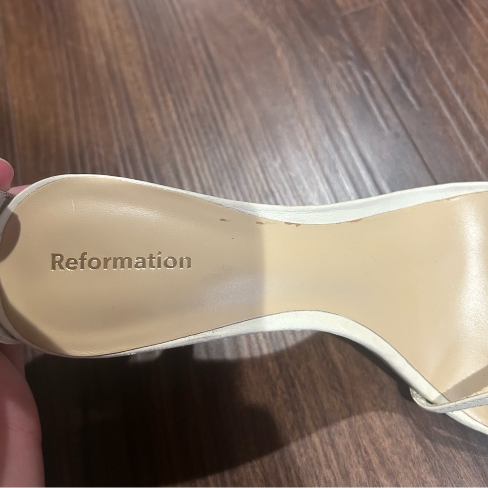 Reformation Gigi Strappy Mid Heel Sandal - White/Cream - Picture 5 of 15